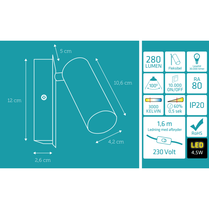 Nielsen Light Ego væglampe, hvid