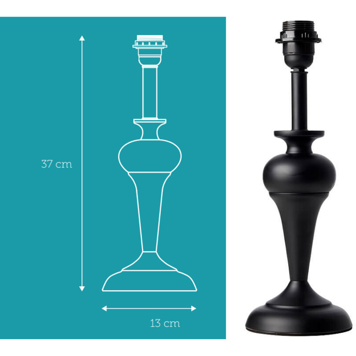 Bordlampe Silke Sort Mat Højde 37,0 cm