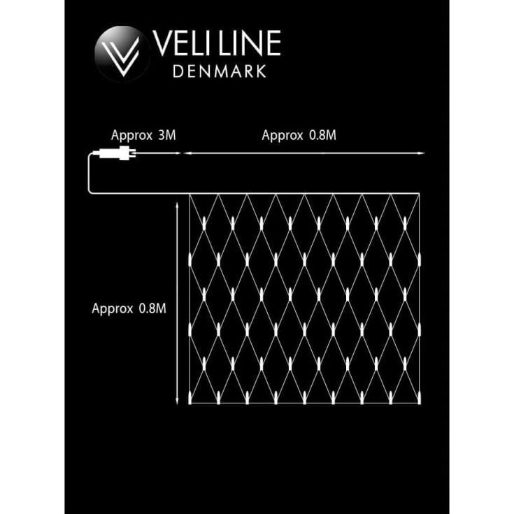 Veli Line utendørs LED lysnet, varmhvit lys, 80 cm x 80 cm
