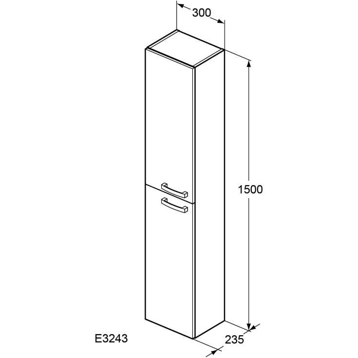 Ideal Standard Eurohvid højskab, 30x150 cm, hvid højglans