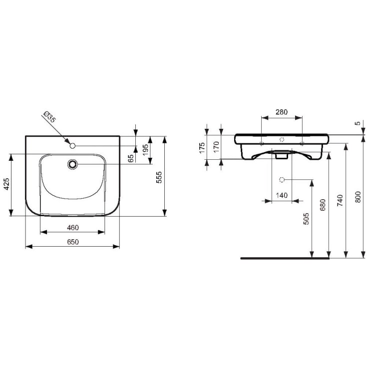 Ideal Standard Contour21 tvättställ, 65x55 cm, vit