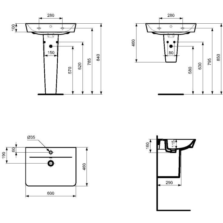 Ideal Standard Connect Air servant, 60x46 cm, hvit