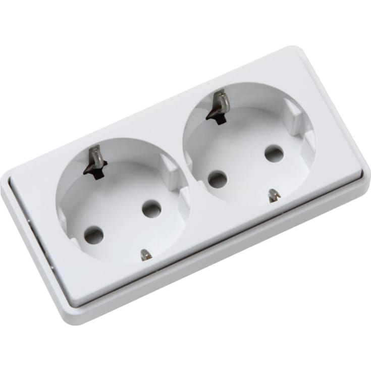 LK Fuga stikkontakt med jord, 2 modul, hvid