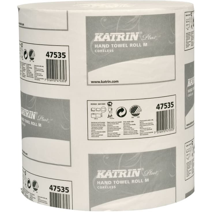 Katrin håndklæderulle 475358 Plus, 1-lags, hvid, u/hylse, 280 m