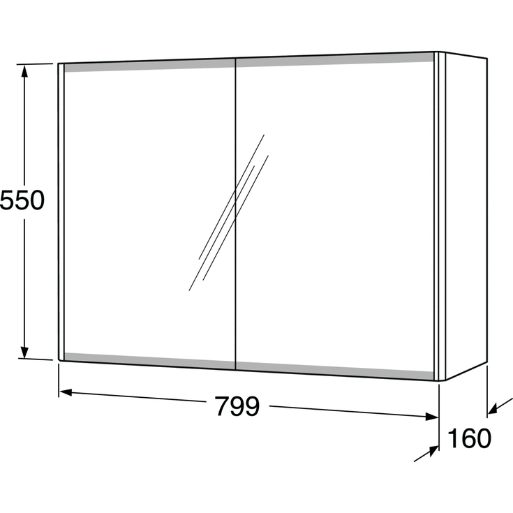Gustavsberg Graphic spejlskab, 80x55 cm, grøn