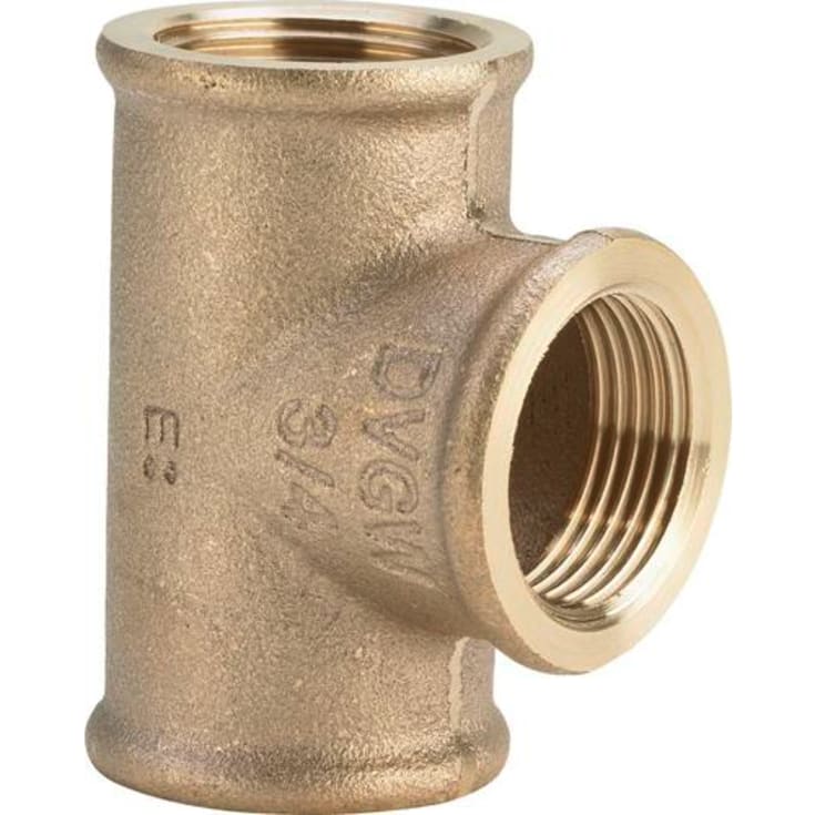 5 stk Messing tee, krom, 3/4"