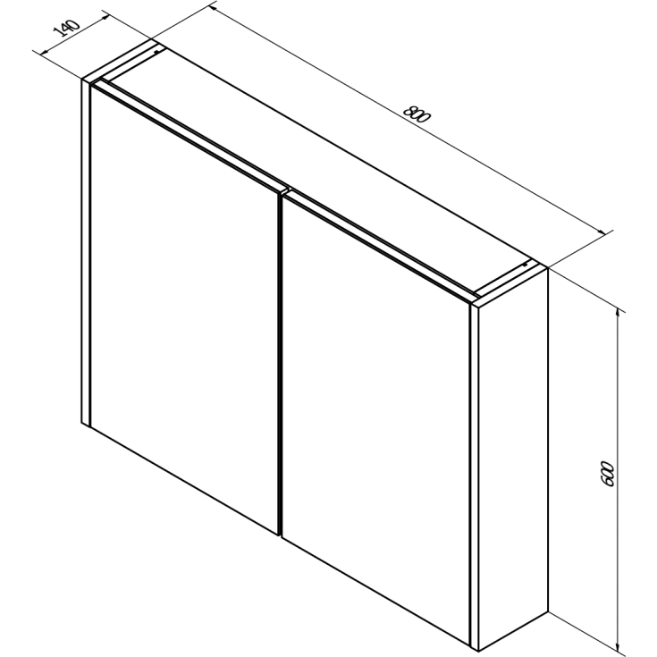Sanibell Online spejlskab, 80x60 cm, grå