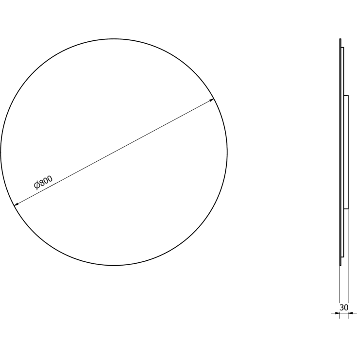 Sanibell Proline spejl med lys, Ø80 cm