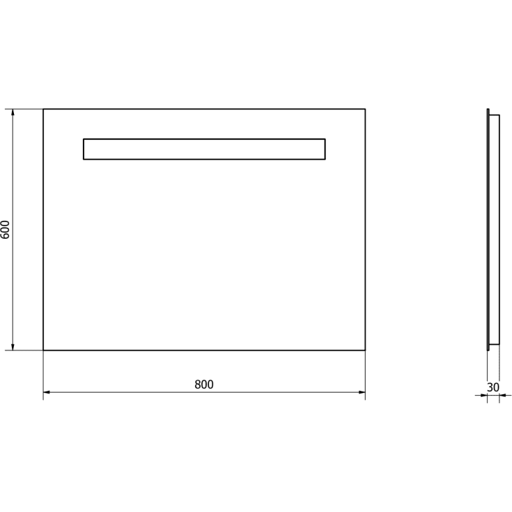 Sanibell Proline spejl med lys, 80x60 cm