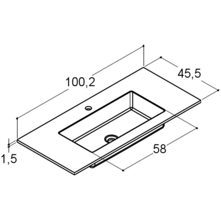 Dansani Minore tvättställ, 100,2x45,5 cm, vit