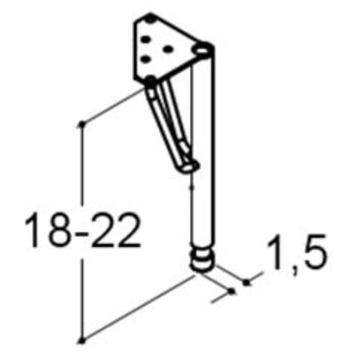 Dansani Luna Vintage støtteben, 18-22 cm, krom