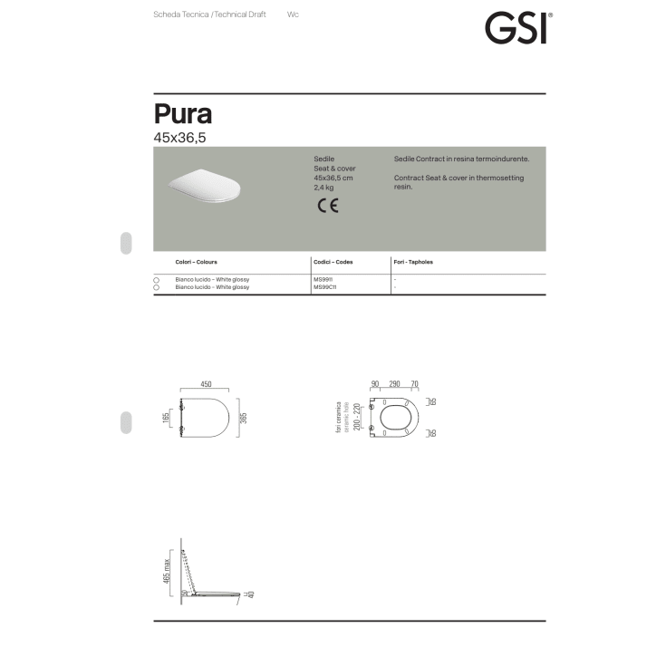 GSI Standard toiletbræt, soft close, aftagelig, hvid