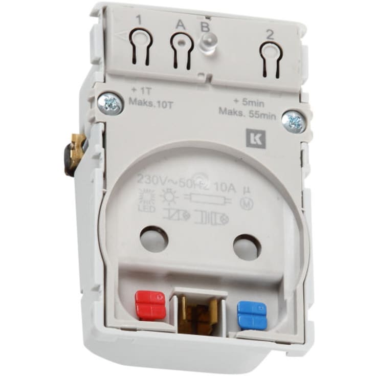 LK Fuga stikkontakt med jord med timer 10A, 1,5 modul, hvid