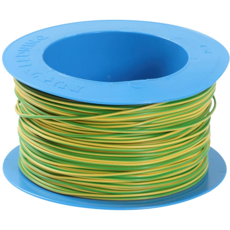 100 meter Nexans PVT installationskabel 1G1,5 mm², 90°C, gul/grøn