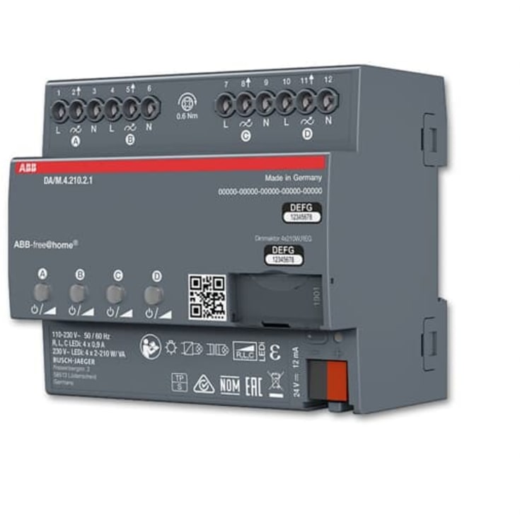 Free-Home Lysdæmper universal 4 kanal, 2-210W/VA, DA/M.4.210.2.1