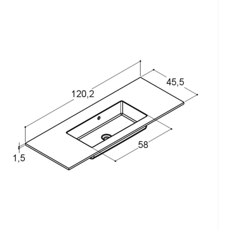 Dansani Minore håndvask, 120,2x45,5 cm, hvid