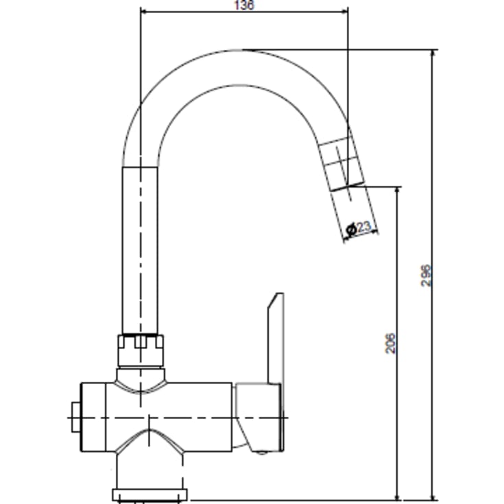 Paffoni U-tud 200 mm, krom