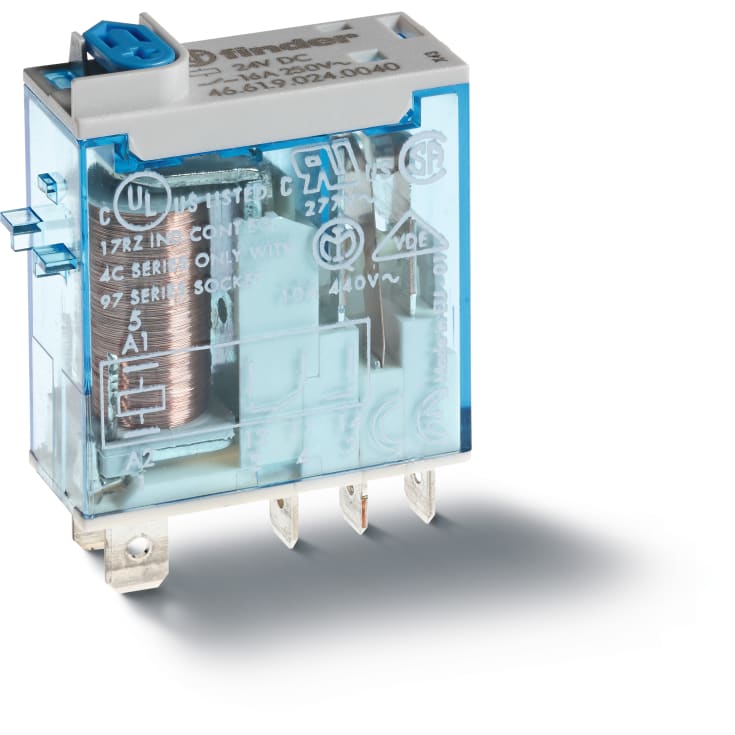 Stikbensrelæ Industri S46.61, 1P, 16A, 230V AC, med LED