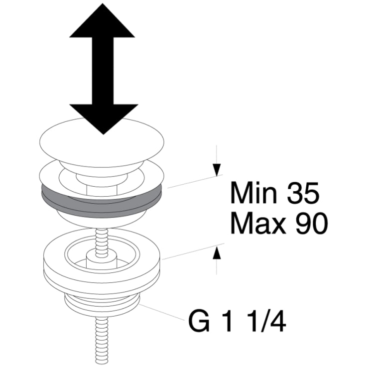 Gustavsberg Epic bundventil, push-open, krom
