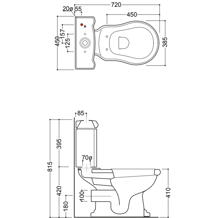 Lavabo Retro Monoblocco toalett, hvit
