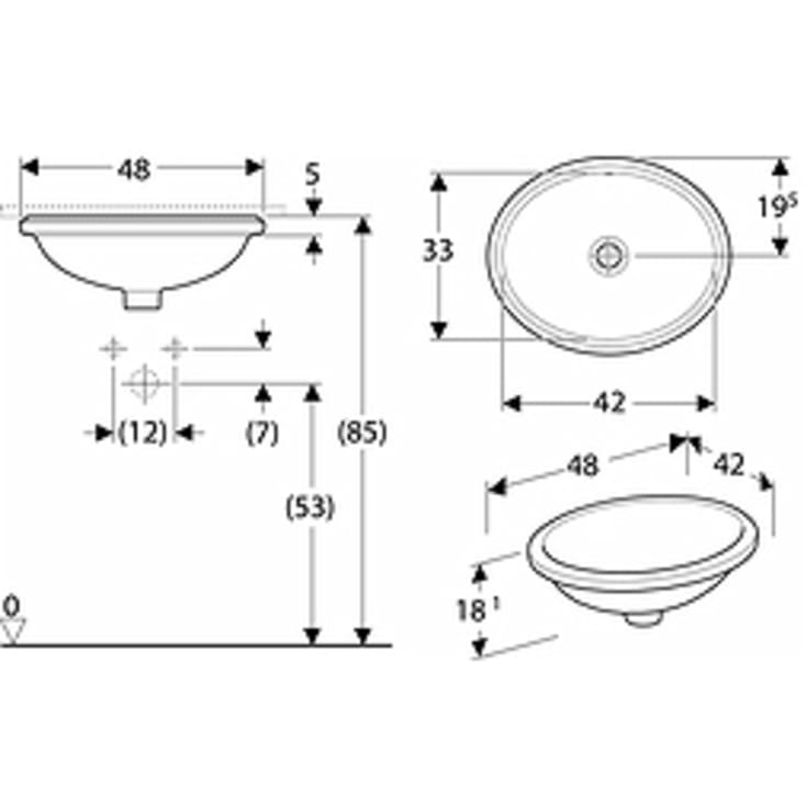 Geberit VariForm servant, 48x42 cm, hvit
