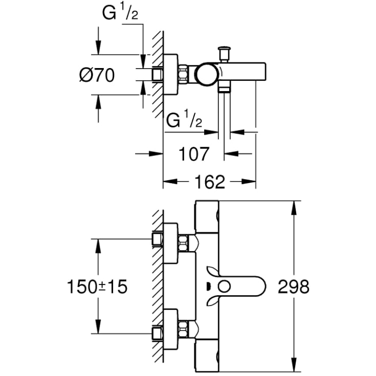 Grohe Grohtherm 800 Cosmopolitan kararmatur, krom