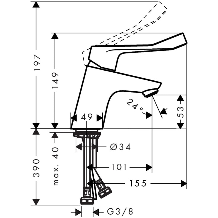 Hansgrohe Focus Care 70 håndvaskarmatur, krom