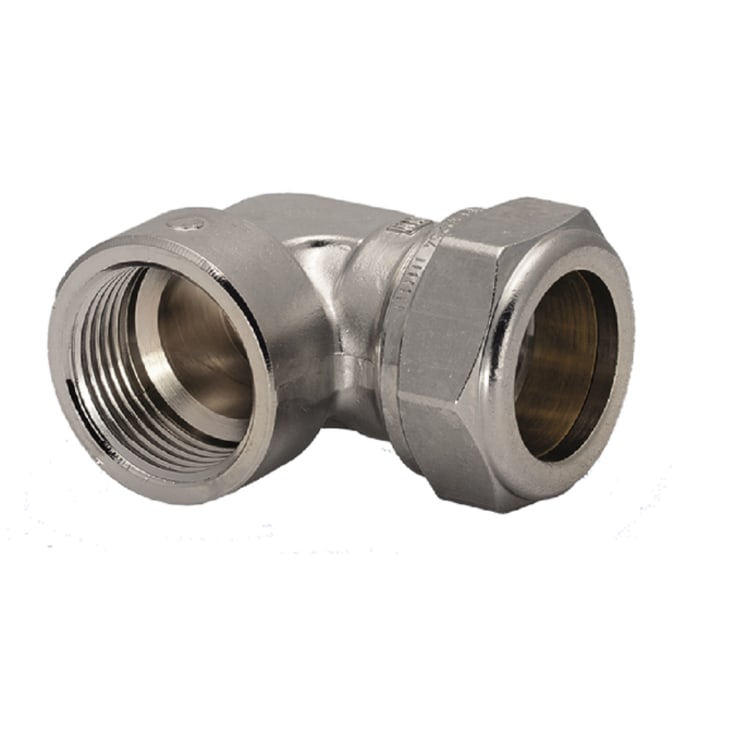 VSH super D1414F vinkel koppling 90°, 12 mm x R10, förkromad, mässing