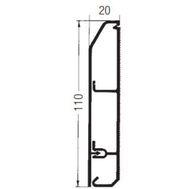 2 meter Rehau fodpanel, SL 20/110 mm, hvid
