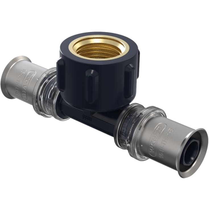 Wavin Tigris K5 pres tee med muffe 20mm x 1/2" x 20mm