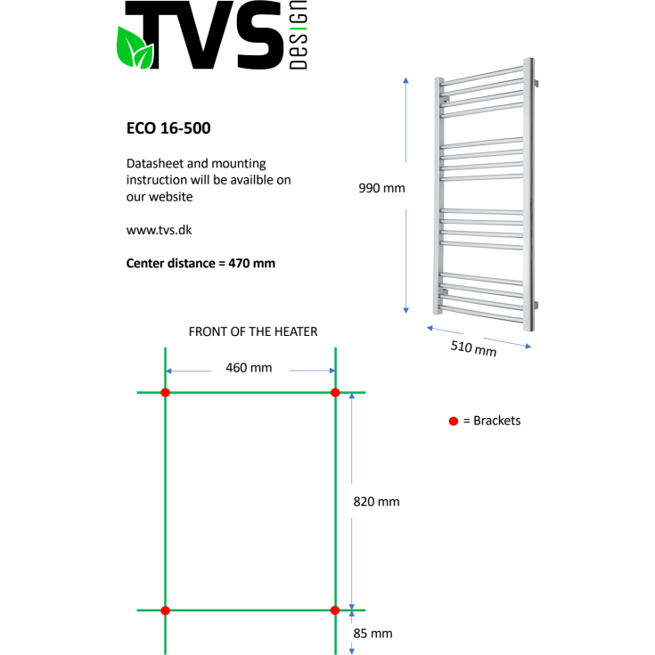 TVS Eco 16-500 handdukstork, kombi, 99x51 cm, krom