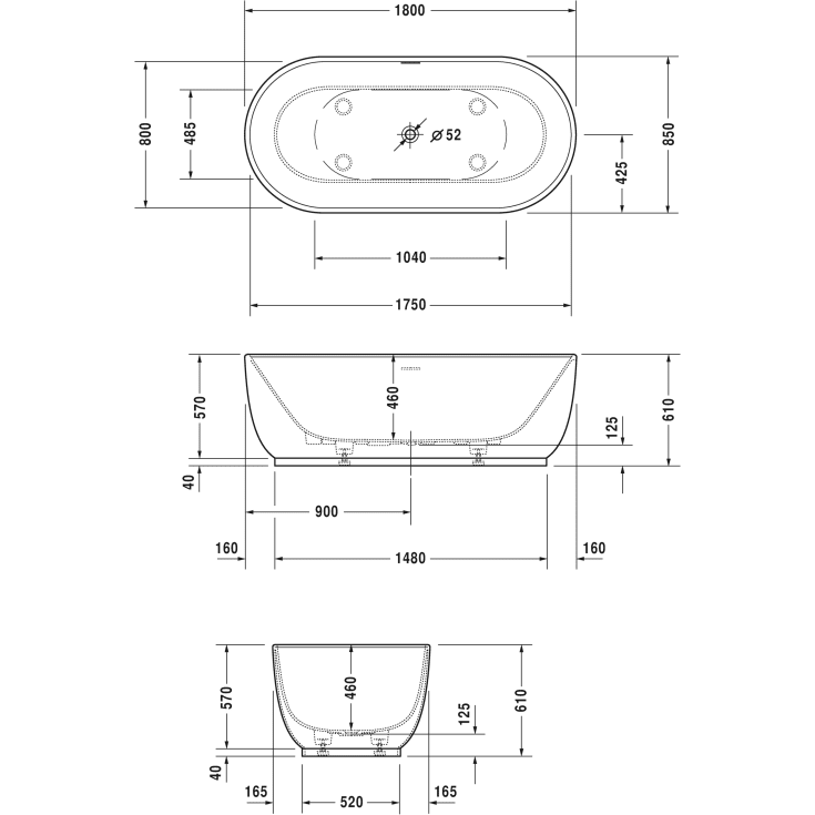 Duravit Luv badkar, 180x80 cm, vit