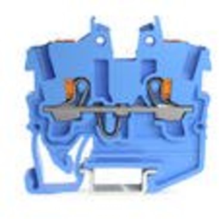 100 stk Gennemgangsklemme 2-leder-mini 1 mm² til DIN 15-skinne, blå