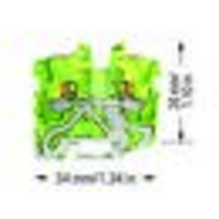 100 stk Gennemgangsklemme 2-leder-mini 1 mm² til DIN 15-skinne, grøn/gul
