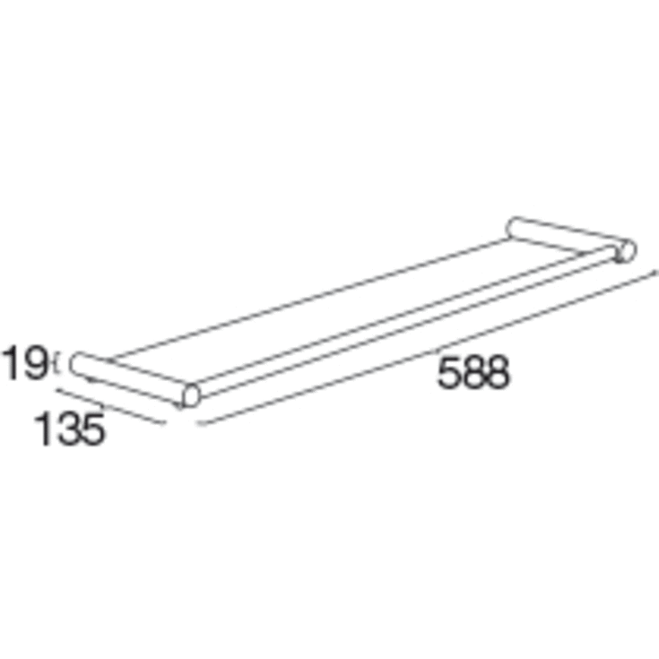 Pressalit hylde, 58,8x13,5 cm, poleret rustfrit stål