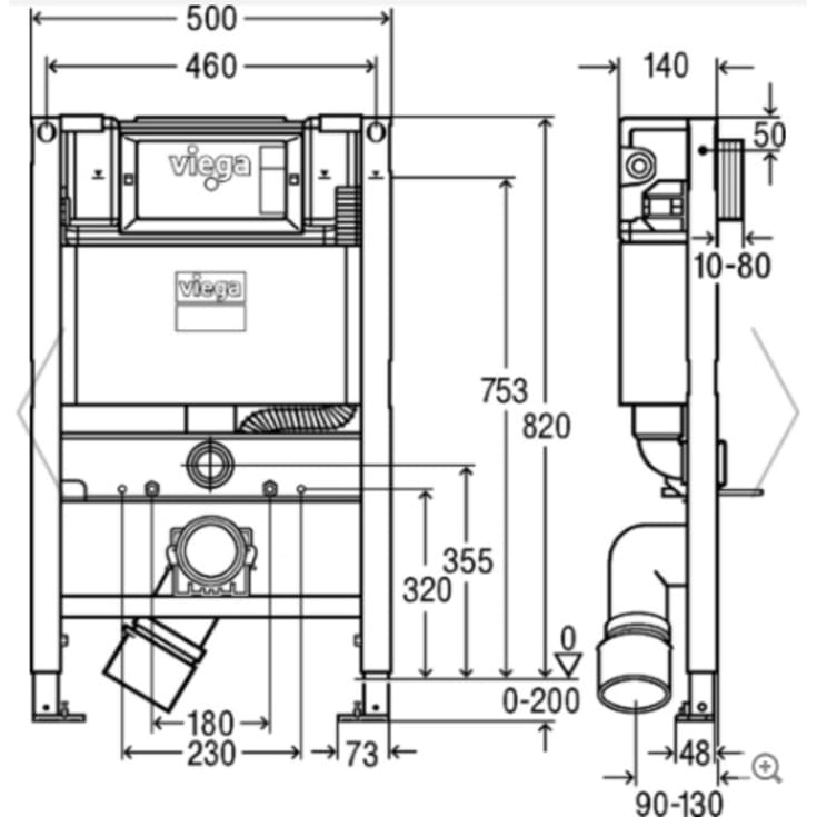 Viega Prevista Dry indbygningscisterne, 82 cm