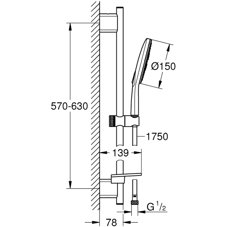 Grohe Rainshower SmartActive 150 brusesæt, krom