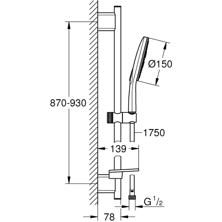 Grohe Rainshower SmartActive 150 brusesæt, krom