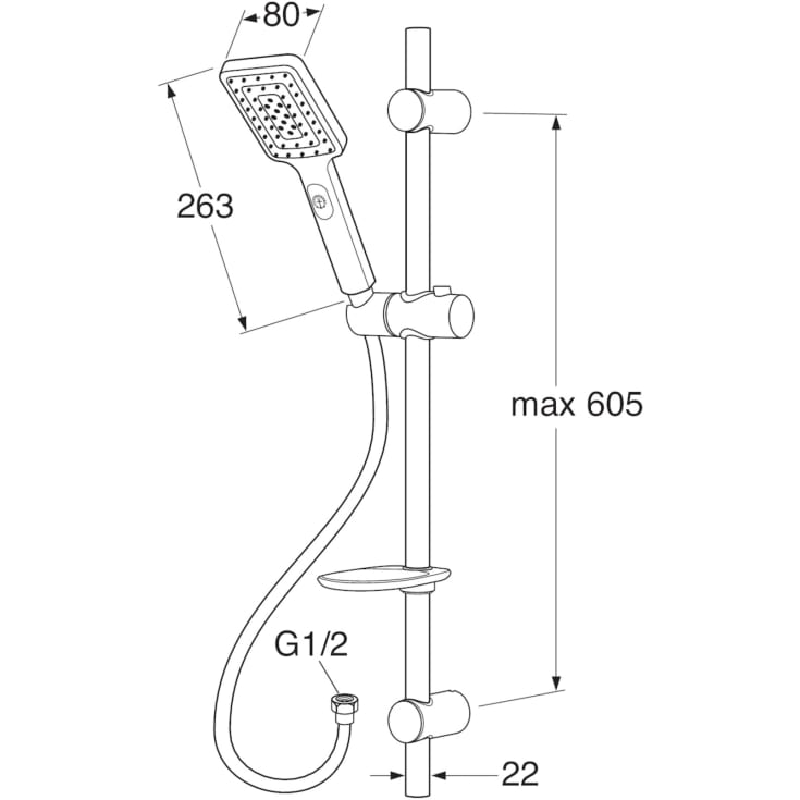 Gustavsberg Square brusesæt, krom