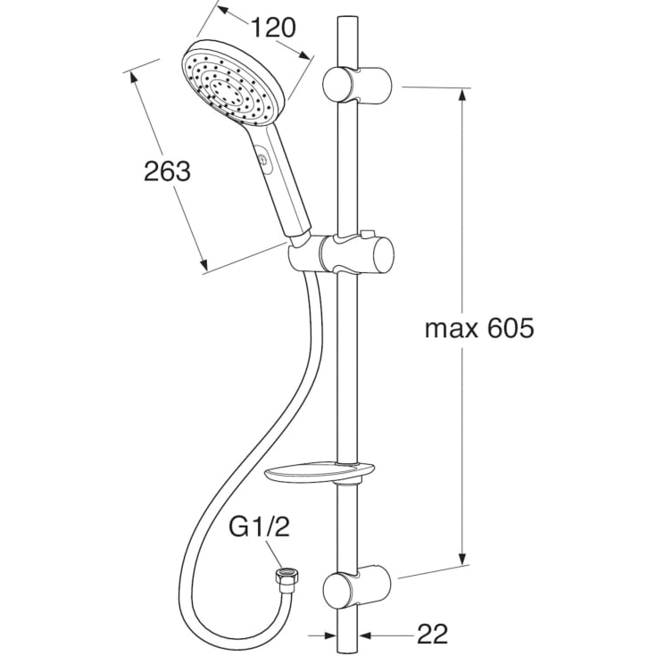 Gustavsberg Round brusesæt, krom