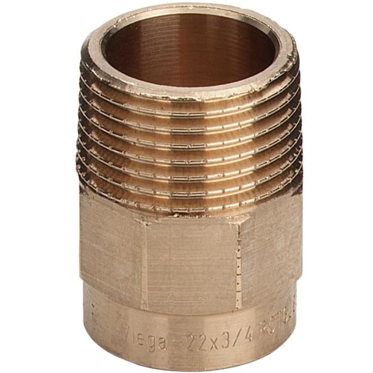 Messing loddeovergangsnippel, 28 mm x 3/4"