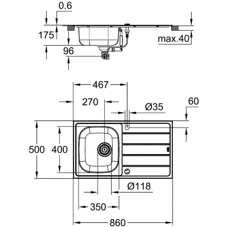 Grohe K200 kjøkkenvask, 86x50 cm, rustfritt stål