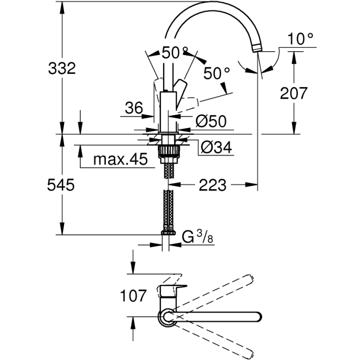 Grohe K200 køkkenvask inkl. køkkenarmatur, 86x50 cm, rustfrit stål