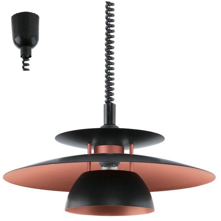 Eglo Brenda pendellampe med heis, svart/kobber
