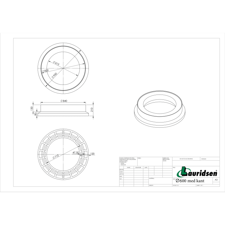 Lauridsen plast kegle til 600 mm opføringsrør