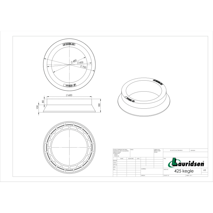 Lauridsen kon för 425 mm avloppsrörplast