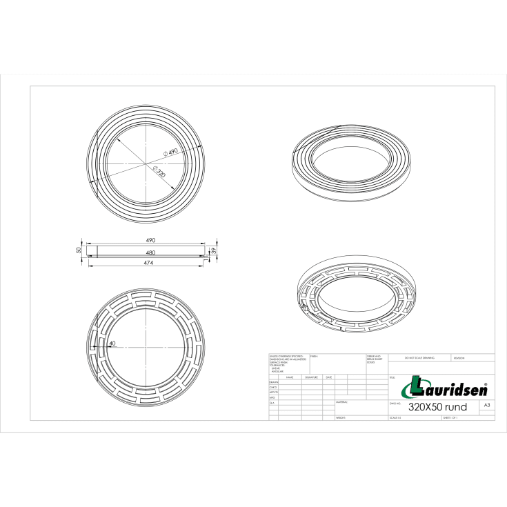 Lauridsen toppring Ø315X50 mm - plast