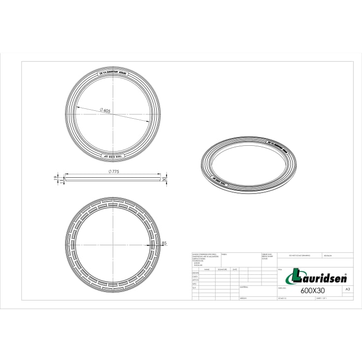 Lauridsen topring i plast Ø600, 30 mm