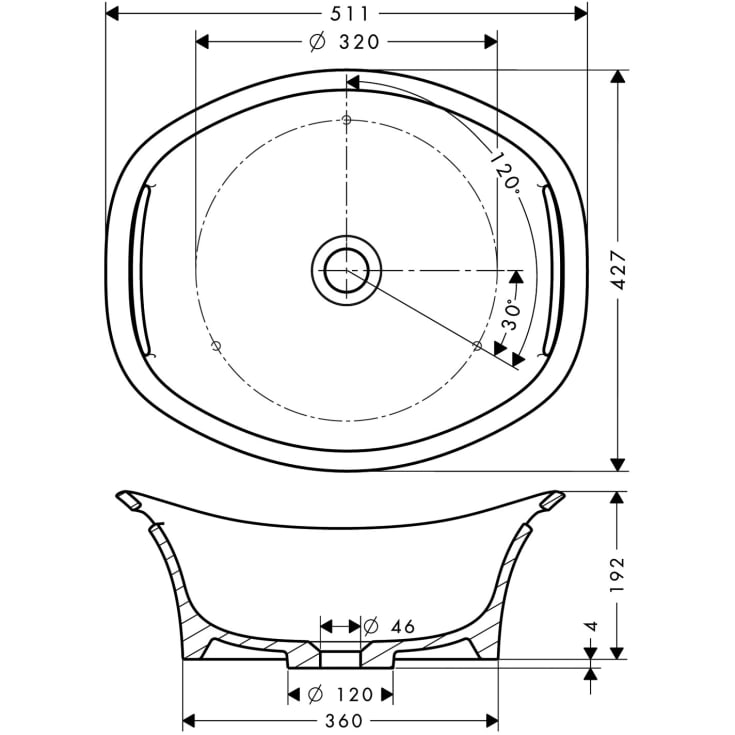 Axor Urquiola håndvask, 51,1x42,7 cm, hvid