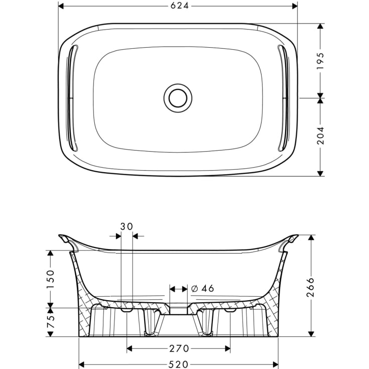Axor Urquiola håndvask, 62,4x39,9 cm, hvid